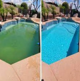 Kolam renang jernih setelah treatment di BSD Serpong